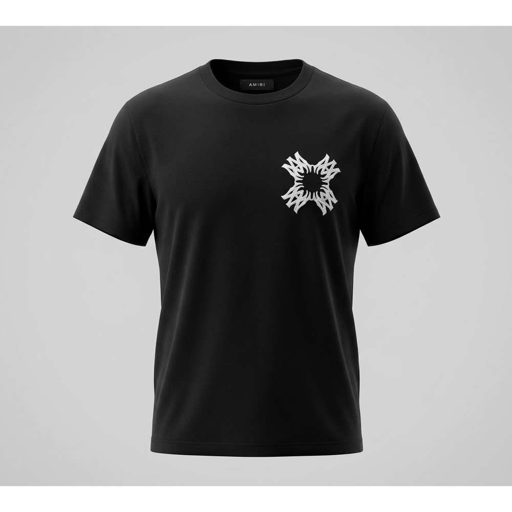 Amiri AMJYTE1108 Quad T Men's Black Graphic Print Short Sleeve T-Shirt. Size M
